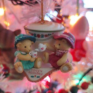 1990 vintage teddy bear t party holiday ornament